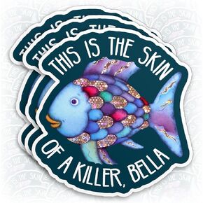 (3Pcs) This Is The Skin of A Killer Sticker Rainbow Fish Book Lover Kindle Bookish Reading Booktok 2" Waterproof Vinyl Sticker for Laptop Water Bottle Hard Hat Cup Car Decals Gift for Her Him 2 Inches