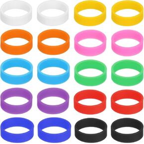 uxcell 20Pcs Silicone Rubber Bands, 20x7mm Rubber Bands Rings Cable Ties Strong Elastic Bands for Cord Wrapping Bag Wraps, Red/Orange/Yellow/Green/Dark Blue/Blue/Purple/Black/White/Pink