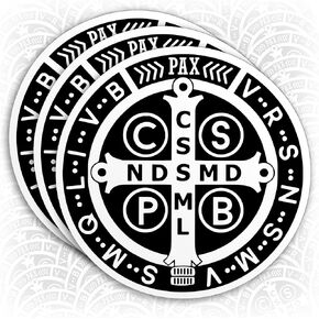 (3Pcs) St Benedict Medal Catholic Sticker Saint Benedict Stickers Christian Religious God Bible Faith Waterproof Vinyl Decal Sticker for Laptop Water Bottle Hardhat Gifts for Her Him Adults 2 Inches