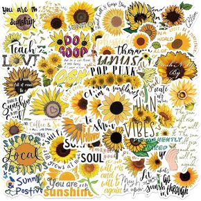 Positive Affirmation Stickers, 100 Pcs Sunflowers Inspirational Stickers,Motivational Aesthetic Encouraging Stickers for Women Adults Kids Teen, Vinyl Waterproof Stickers for Water Bottles, Laptop