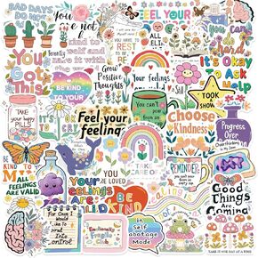 50 PCS Mental Health Stickers for Adult Therapist Gifts Mental Health Awareness Items Psychology Stickers Feelings Stickers Positive Quote Decals Mental Healthology Affirmation