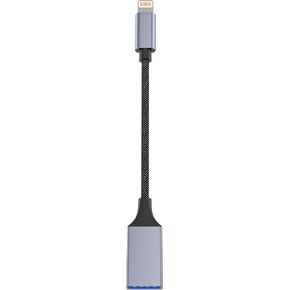 Lightning to USB Camera Adapter Lightning Female USB OTG Cable Adapter for Select iPhone,iPad Models Support Connect Camera, Card Reader, USB Flash Drive, MIDI Keyboard, Grey