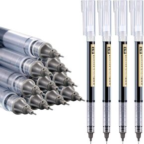 12 Pieces Rolling Ball Pens, Quick-Drying Ink 0.5 mm Extra Fine Point Pens Liquid Ink Pen Rollerball Pens (Black, Amber Yellow, Dark Blue, Haze Blue, Dark Green and Dark Red)