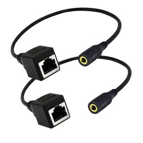 Seadream Network RJ45 Female to DC 3.5mm Female Adapter 2Pack DC 3.5mm Female TRRS 4 Pole Jack to RJ45 Female Cable Adapter for Touch Screen Device KTV