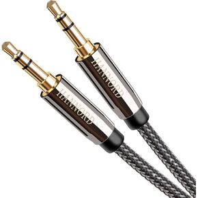 AUX Cable, 3.5mm Nylon Braided Stereo AUX Cable Male to Male Hi-Fi Sound AUX Cord Auxiliary Audio Cable for Car, Headphone, Speaker, Home Stereo, iPhone, Echo (6.5 feet / 2 Meters)