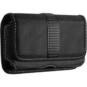 Horizontal Cell Phone Holster, MoKo Nylon Belt Clip Holster丨Newly Updated Stereoscopic Outlook Pouch Fits iPhone SE 3 2022/13 Pro/13/12 Mini/12 Pro/11, Xr/Xs Max,8/7, Samsung S21/S10/S9/S8, Black