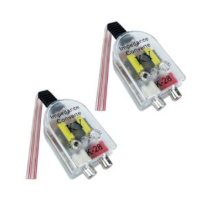 2 Pack Car Audio High to Low Converter K-28 RCA Line Level Impedance Converters Wire Gauge Output Signal Adapter for Subwoofer Speaker Amplifier Music Instruments
