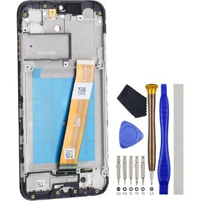 Full Display Screen with frame for Samsung Galaxy A01 SM-A015M LCD Screen Touch Digitizer Replacement Black 5.7"