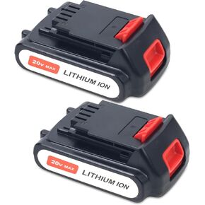 2-Pack 20V 4.0Ah Lithium Battery for Black and Decker 20 Volt MAX Replacement Battery Compatible with LBXR20 LB20 LBX20 LBX4020 LB2X4020 Tools 4000mah