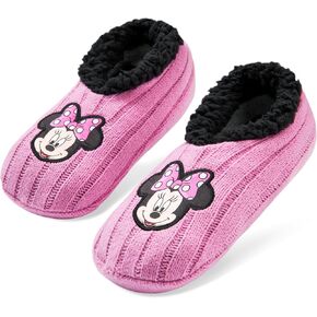 Disney Women's Ballerina Slippers with Sherpa Lining - Knitted Non-Slip House Shoes