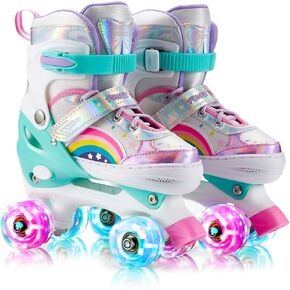 Girls Roller Skates for Kids Child Toddler, Adjustable Roller Skates with All Light Up Wheels, Roller Skates for Girls Shine Fun Illuminating Roller Skates for Boys Beginners patines para niñas