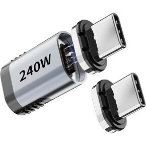 240W USB C Magnetic Adapter,1Pack Straight Magnetic USB C Adapters with 2 Connectors,24Pin Fast Charge 40Gbps 8K 60Hz for Thunderbolt 3/4,MacBook Pro/Air/,Laptop,Switch,iPhone 15Pro/Max in Kuwait