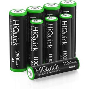 HiQuick AA AAA Rechargeable Batteries Combo - 2800mAh AA Rechargeable Batteries (4 Pack) and 1100mAh AAA Rechargeable Batteries (4 Pack), Performance 1.2V Ni-Mh Batteries