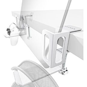 NODOCA Laptop Storage for Desk, MacBook Vertical Stand, Vertical Laptop Stand, with Headphone Holder, Desk Side Storage, Laptop Storage Rack[M, White]