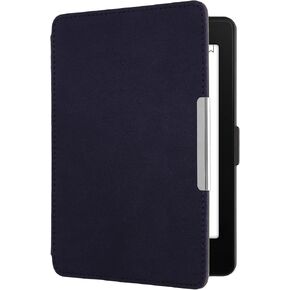 kwmobile Case Compatible with Amazon Kindle Paperwhite Cover - Microfiber E Reader Magnetic Flip Cover - Blue