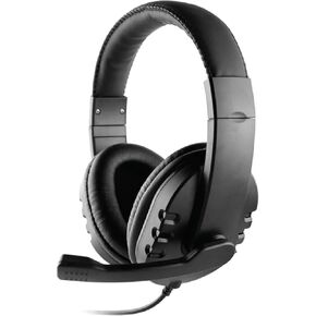 OTM Essentials Pro Stereo Headset, Wired Headphones, Noise-Canceling Microphone, in-Line Volume Control, Headset with Mic and USB, Quick Plug and Play, Black