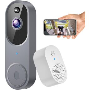 ALPHAPEACH 1080P Video Doorbell Camera Wireless for Home Security with Ring Chime, 100% Non-Wired, Smart AI Human Detection, Two-Way Audio, Live View, Night Vision, Indoor Outdoor Surveillance