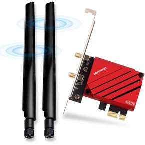 WiFi 6E AX5400 PCIe Card BT5.3 Wireless Desktop PC Gaming WiFi Adapter AX210 802.11AX Tri-Band Dual High Speed Antennas Strong Heat Sink Support MU-MIMO, OFDMA, Low Latency, Windows 11, 10 Compatible