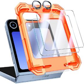 UniqueMe for Z Flip 6 Screen Protector - [Auto Alignment Tray] 9H+ Tempered Glass + Camera Lens Protector for Samsung Galaxy Z Flip 6 Full Coverage Screen Bubble Free Case Friendly - 2+1Pack