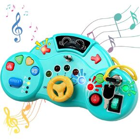 Toddler Montessori Busy Board with Led Light - Educational Toys Learning Activities - Toddler Travel Toys Age 1 2 3 4 Year Old Kids Boys Girls Birthday Gifts - Baby Sensory Toys 12 18 Month