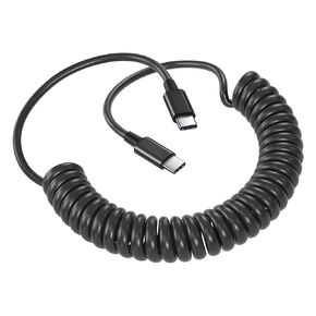 Coiled USB C to USB C Cable, 3ft Retractable C to C Fast Charging Cord 60W 3A for CarPlay Data Transfer