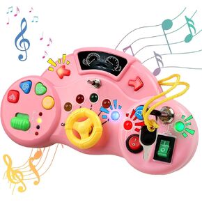 Toddler Montessori Busy Board with Led Light - Educational Toys Learning Activities - Toddler Travel Toys Age 1 2 3 4 Year Old Kids Boys Girls Birthday Gifts - Baby Sensory Toys 12 18 Month