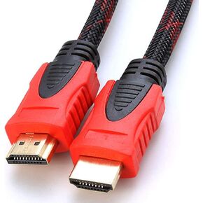 CableVantage HDMI Cable V1.4 Ultra-High Speed Supports Ethernet Audio Return (ARC), Bandwidth up to 18Gbps, 3D HD 1080p Ready, Braided Nylon Cable Cord Gold Plated Red (75 Feet)
