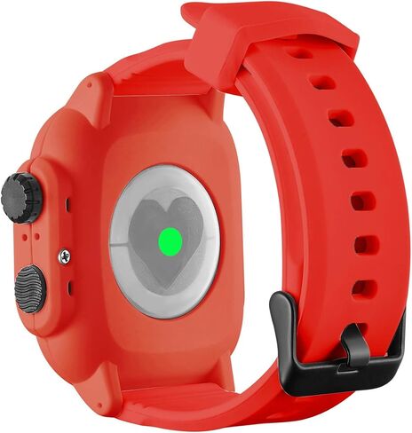متوافق مع حافظة Apple Watch Band 42mm 44mm Series 5/4/3، حافظة مقاومة للماء IP68 مع سوار سيليكون ناعم وواقي مضاد للخدش، متوافق مع iWatch 42mm 44mm (أحمر، 44 ملم) in Kuwait