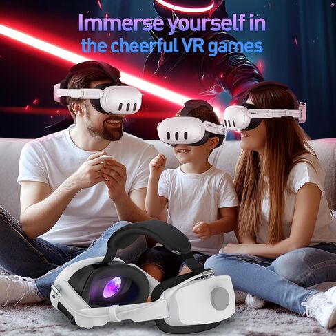 حزام للرأس مع بطارية لجهاز Oculus Quest 3، حزمة بطارية 10000 مللي أمبير في الساعة لوقت تشغيل ممتد من 4 إلى 6 ساعات، طاقة الواقع الافتراضي للشحن السريع، سطح وسادة من البولي يوريثان الناعم والصديق للبشرة، دعم وتوازن معزز في الواقع الافتراضي in Kuwait