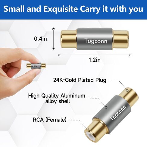 RCA Adapter,RCA Female to Female Adapter 4Pack, Audio Video Gold Plated Dual RCA Female Coupler Connector RCA F-F Adapter for RCA Cable Extension in Kuwait