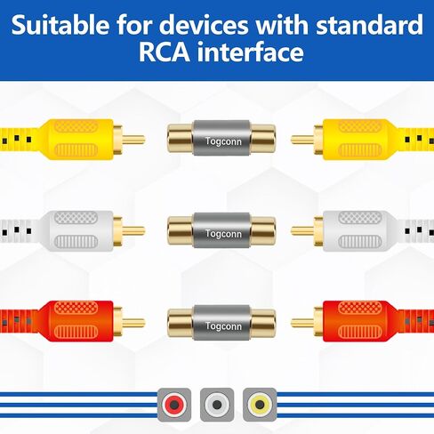RCA Adapter,RCA Female to Female Adapter 4Pack, Audio Video Gold Plated Dual RCA Female Coupler Connector RCA F-F Adapter for RCA Cable Extension in Kuwait