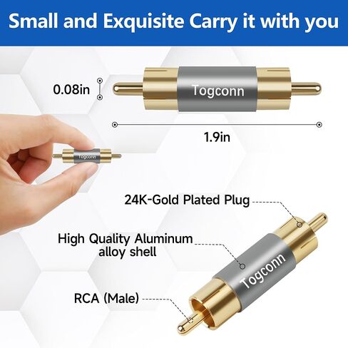 RCA Adapter,RCA Female to Female Adapter 4Pack, Audio Video Gold Plated Dual RCA Female Coupler Connector RCA F-F Adapter for RCA Cable Extension in Kuwait
