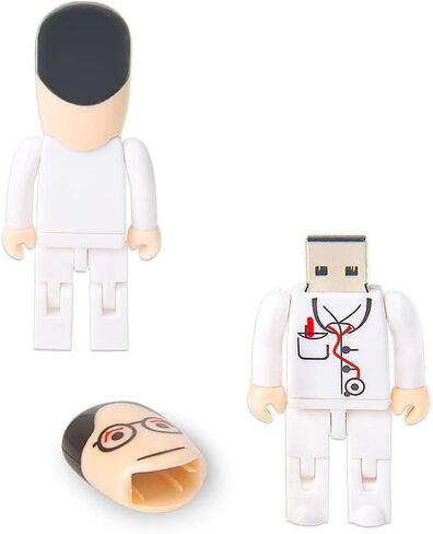 محرك فلاش USB بسعة 64 جيجابايت، طراز كارتون دكتور، محرك أقراص USB، محركات أقراص الإبهام، USB 2.0، عصا ذاكرة لتخزين البيانات الخارجية، أبيض in Kuwait