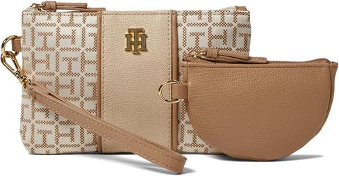 Tommy Hilfiger Chloe II Multi Pouch Wristlet, Black/White in Saudi Arabia