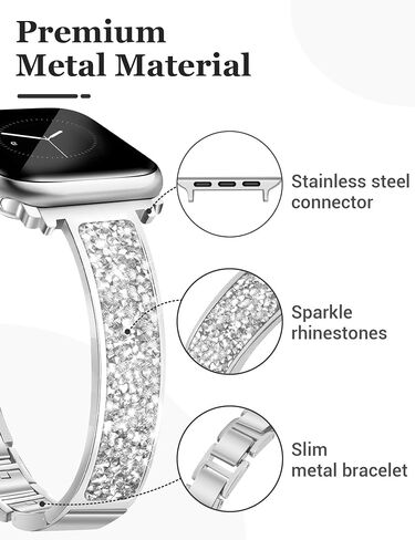 Gold Slim Watch Bands for Women Compatible with Apple Watch 38mm 40mm 41mm 42mm 44mm 45mm 49mm Jewelry Dressy Bracelet Metal Strap Adjustable for iWatch Series 8/7/6/5/4/3/2/1/SE/Ultra in Saudi Arabia