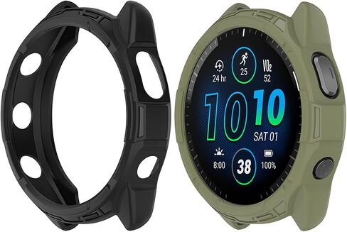 HUAYUWA 2Pack غطاء حافظة ناعم من مادة TPU (أسود + أخضر) متوافق مع Garmin Forerunner965 Running Smartwatch Case مخصص لملحقات Forerunner 965 Watch Shell in Saudi Arabia