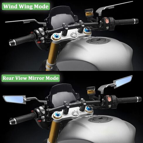 Motorcycle Rear View Mirrors, Adjustable 360° Rotating Stealth Wind Wing Side Mirrors Compatible with Z400 Z650 Z900 GSX S750 ABS 1290 Super Duke R Evo ABS 390 Duke Street Bike in Saudi Arabia