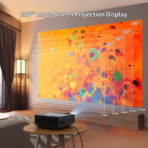جهاز عرض 5G WiFi مع نظام تشغيل Android، جهاز عرض 12000L أصلي 1080P HD، جهاز عرض هاتف لنظام IOS وAndroid، متوافق مع حقيبة محمولة وحامل ثلاثي القوائم، HDMI/USB/PC/TV Stick/Switch مدعوم (أسود) in Saudi Arabia