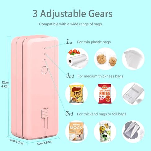 Hokant Mini Bag Sealer Handheld Heat Vacuum Sealer and Cutter, 1300mAh Rechargeable Portable Mini Sealing Machine with 3 Sealing Gear for Chip Bags Plastic Bags Food Storage in Saudi Arabia