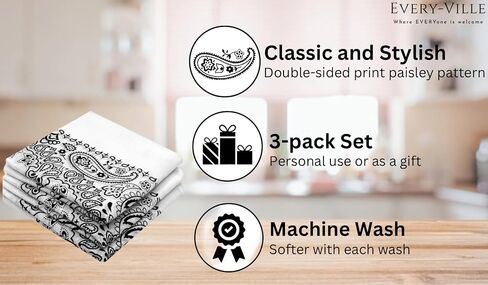 Tan Bandanas - 3 Pack Gift Set, 100% Cotton, 22x22 Inches, Paisley - Beige Handkerchief Khaki Headband Scarf in Saudi Arabia