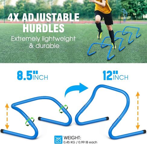 Agility Ladder Speed Training Equipment Set-20ft Agility Ladder,12 Soccer Cones,4 Adjustable Hurdles, Jump Rope, Running Parachute| Basketball Football Soccer Training Equipment for Kids Youth Adults in Saudi Arabia
