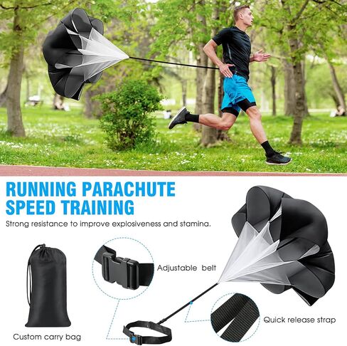 Agility Ladder Speed Training Equipment Set-20ft Agility Ladder,12 Soccer Cones,4 Adjustable Hurdles, Jump Rope, Running Parachute| Basketball Football Soccer Training Equipment for Kids Youth Adults in Saudi Arabia