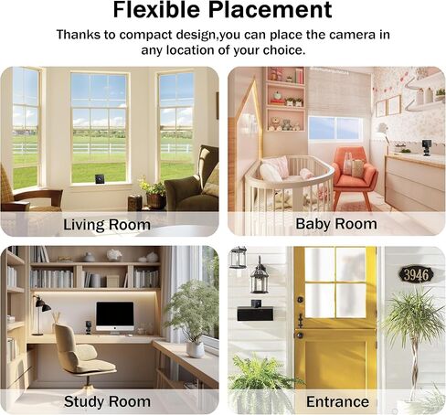 Mini Home WiFi 2K Camera Wireless Security Camera Body Indoor Outdoor Cameras,Small Home Portable Vdeo Surveillance Camera Remote Viewing for Security with APP, with Night Vision,Motion Detection in Saudi Arabia