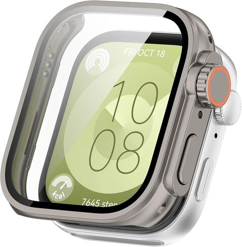 Compatible for Huawei Watch Fit 3 Case Cover, Screen Protector with Tempered Glass Film PC Protective Case for Huawei Watch Fit 3 Smartwatch (Black) in Saudi Arabia