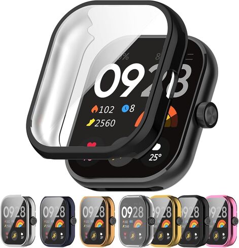 Compatible with Redmi Watch 4 Protective Case Cover, Smartwatch TPU Protective Case Cover Shell Soft and Durable Watch Accessories(Black) in Saudi Arabia