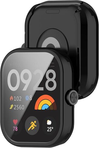 Compatible with Redmi Watch 4 Protective Case Cover, Smartwatch TPU Protective Case Cover Shell Soft and Durable Watch Accessories(Black) in Saudi Arabia
