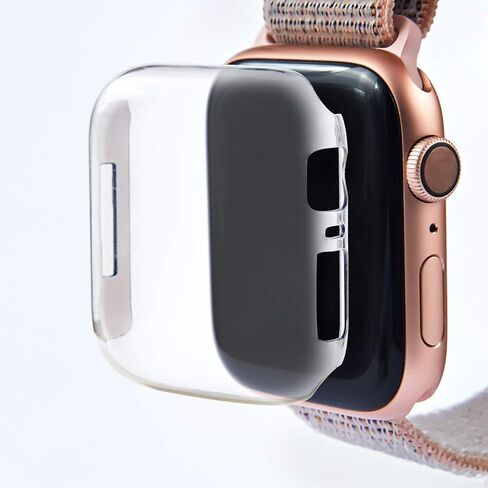 متوافق مع حافظة ساعة Apple مقاس 40 مم 44 مم، واقي شاشة صلب وشفاف من البولي كربونات، غطاء كامل رفيع سهل التركيب ومضاد للخدش وخفيف الوزن متوافق مع iWatch Series 6 5 4 SE (شفاف، 44 مم) in Saudi Arabia