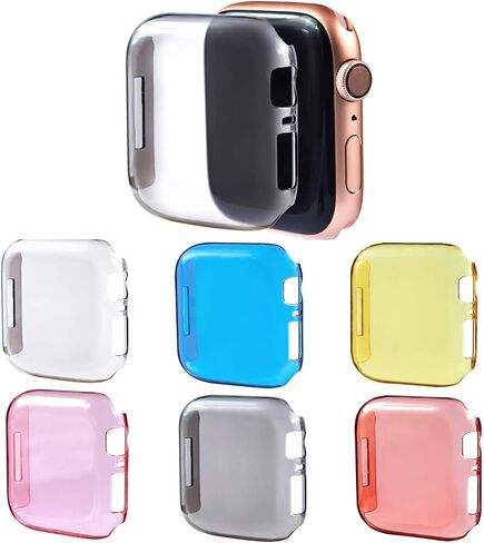 متوافق مع حافظة ساعة Apple مقاس 40 مم 44 مم، واقي شاشة صلب وشفاف من البولي كربونات، غطاء كامل رفيع سهل التركيب ومضاد للخدش وخفيف الوزن متوافق مع iWatch Series 6 5 4 SE (شفاف، 44 مم) in Saudi Arabia