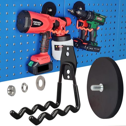 MUTUACTOR Magnetic Hooks,4Pack Strong Heavy Duty Magnetic Hooks for Hanging,Non-Slip Rubber Coated Utility Magnetic Hooks for Storage Garage Tools Power Drill Driver Tool Chest Locker(Orange) in Saudi Arabia