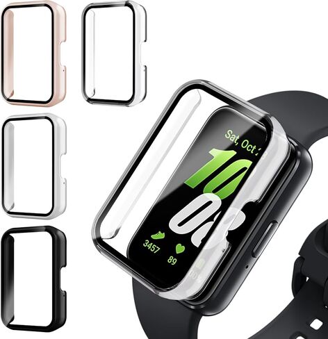 جراب واقي شاشة لساعة Samsung Galaxy Fit3، 4 قطع من غطاء الوجه الصلب من البولي كربونات المقاوم للخدش، مجموعة حماية كاملة رفيعة للغاية من ملحقات الساعة الذكية للرجال والنساء in Kuwait